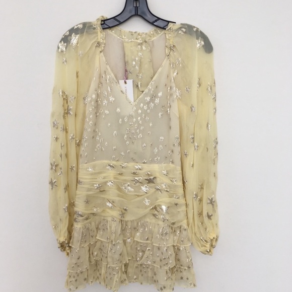 LOVESHACKFANCY Rina Mini Dress Sunflower Yellow Size 4 Small NWT - Picture 6 of 6